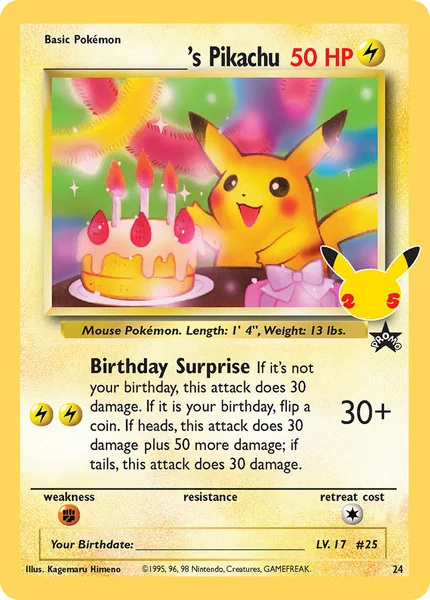 Pikachu Birthday card image