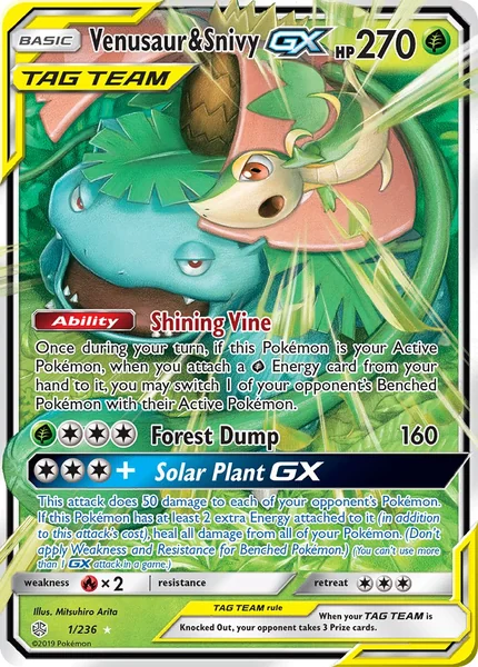 Venusaur & Snivy GX card image