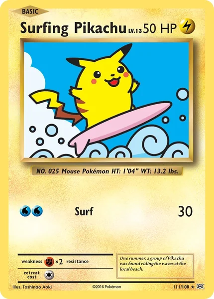 Surfing Pikachu card image