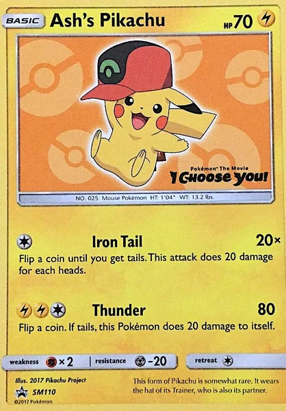 Ash's Pikachu card image