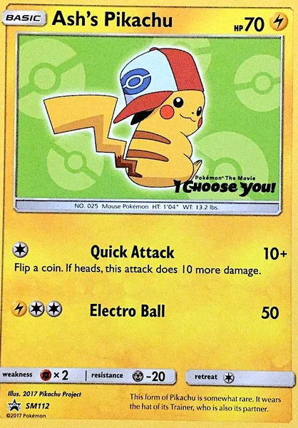 Ash's Pikachu card image