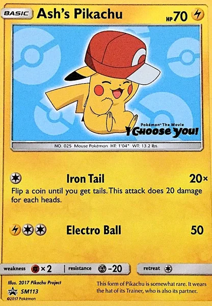 Ash's Pikachu card image