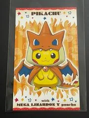 Poncho Wearing Pikachu Mega Charizard Y Business Card card image