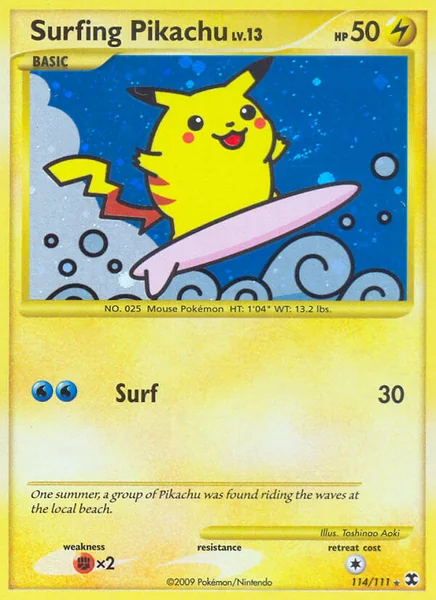 Surfing Pikachu card image