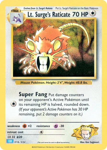 LT. Surge's Raticate card image