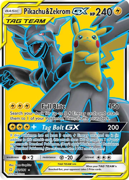 Pikachu & Zekrom GX card image