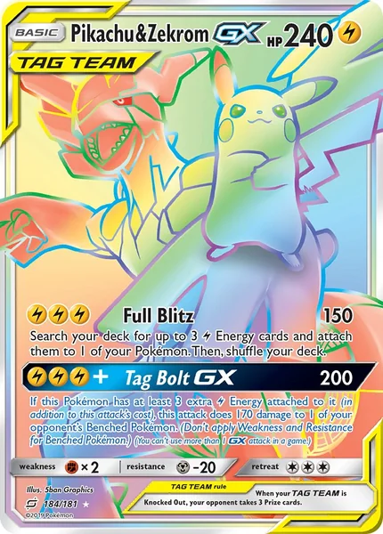 Pikachu & Zekrom GX card image