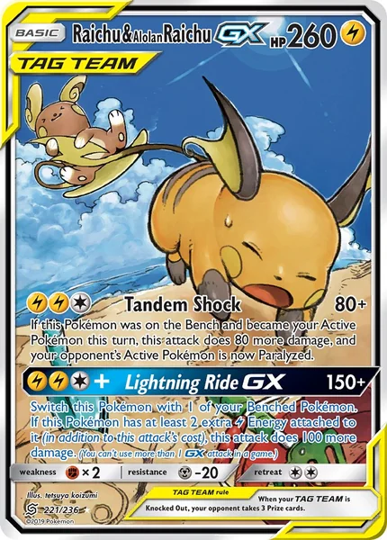 Raichu & Alolan Raichu GX card image
