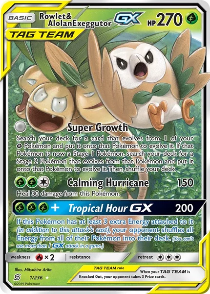 Rowlet & Alolan Exeggutor GX card image
