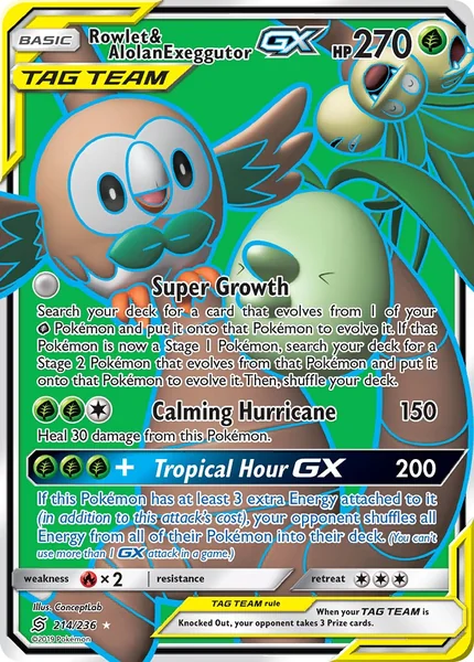 Rowlet & Alolan Exeggutor GX card image