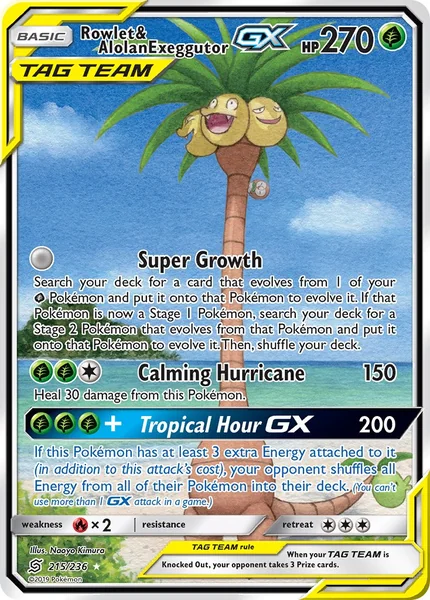 Rowlet & Alolan Exeggutor GX card image
