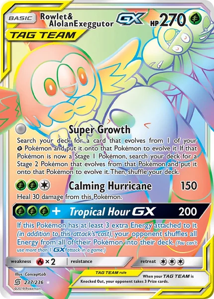 Rowlet & Alolan Exeggutor GX card image